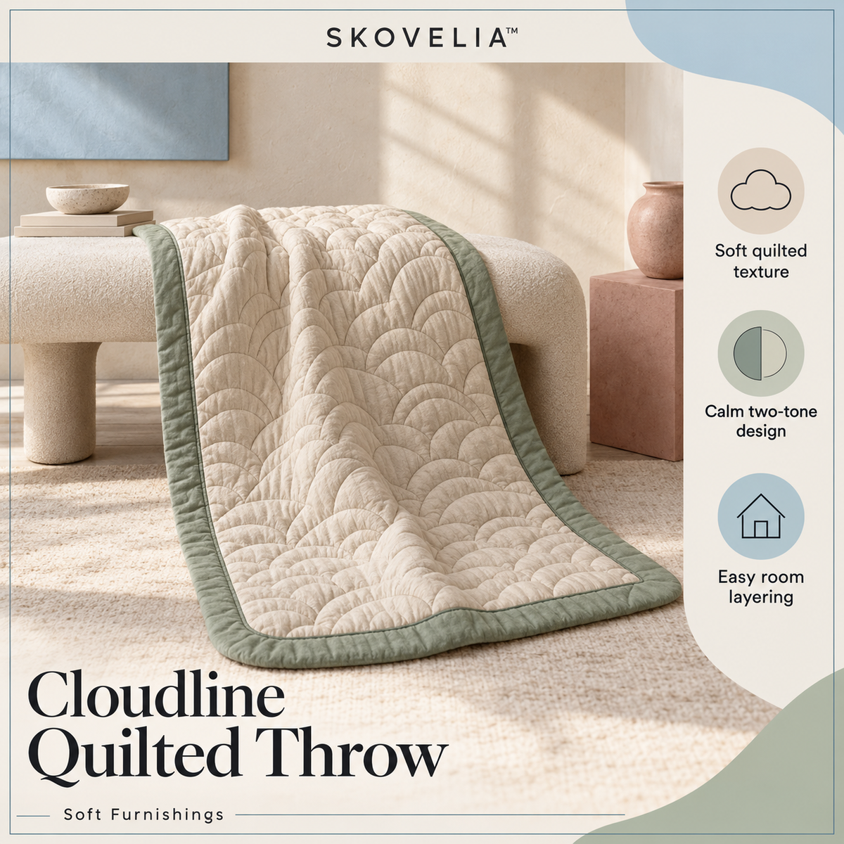SKOVELIA™ Cloudline Quilted Throw