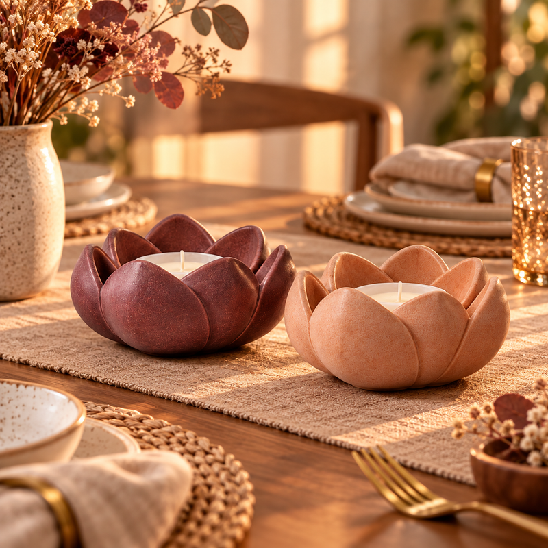 SKOVELIA™ DuskPetal Candleholder Pair