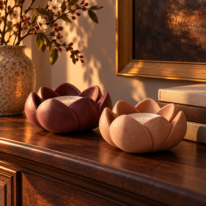 SKOVELIA™ DuskPetal Candleholder Pair