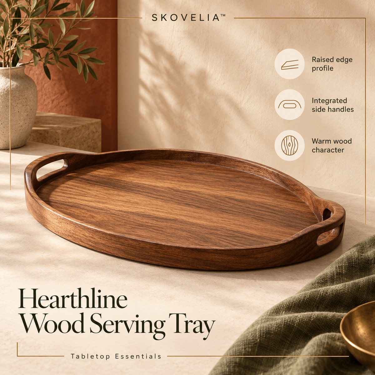 SKOVELIA™ Hearthline Wood Serving Tray