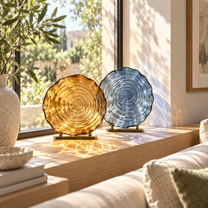 SKOVELIA™ RippleGlow Glass Light Catcher Pair