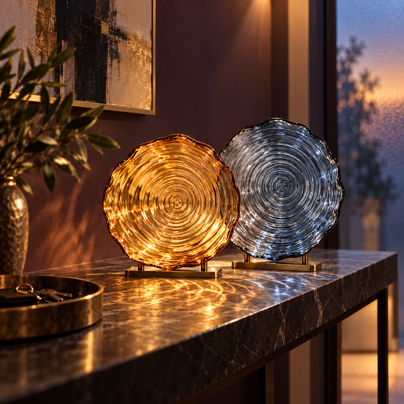 SKOVELIA™ RippleGlow Glass Light Catcher Pair