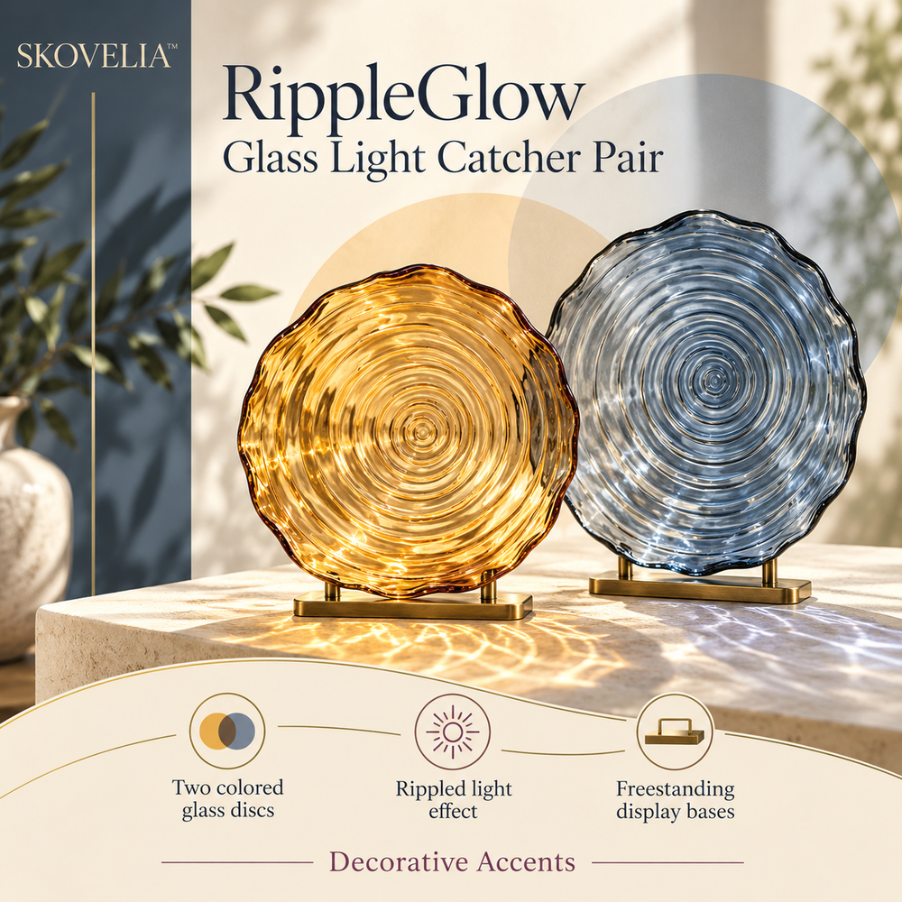SKOVELIA™ RippleGlow Glass Light Catcher Pair